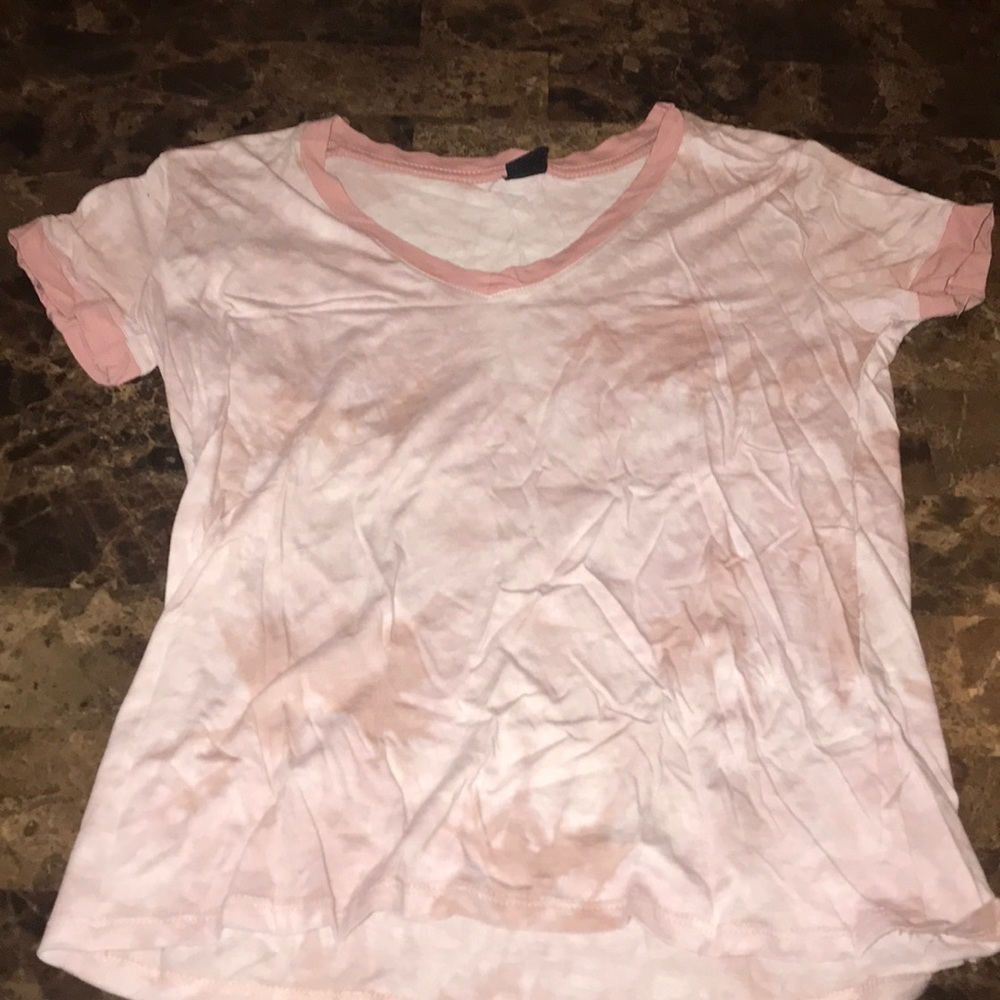 Different color pink tie-dye shirt short sleeve